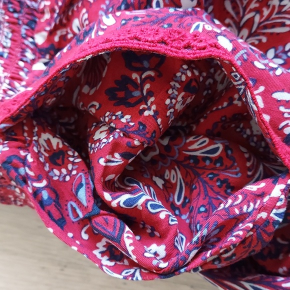 NWT Knox Rose Women's SZ L High Elastic Waist Red Paisley Shorts W/ Pockets - Picture 9 of 13